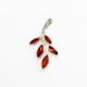 Pendentif en argent et ambre cognac en forme de feuille