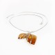 Collier d'ambre miel et argent 925/1000 en forme de feuille