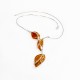 Collier d'ambre couleur miel et argent 925/1000