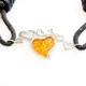 Bracelet en argent 925/1000 avec un coeur en ambre