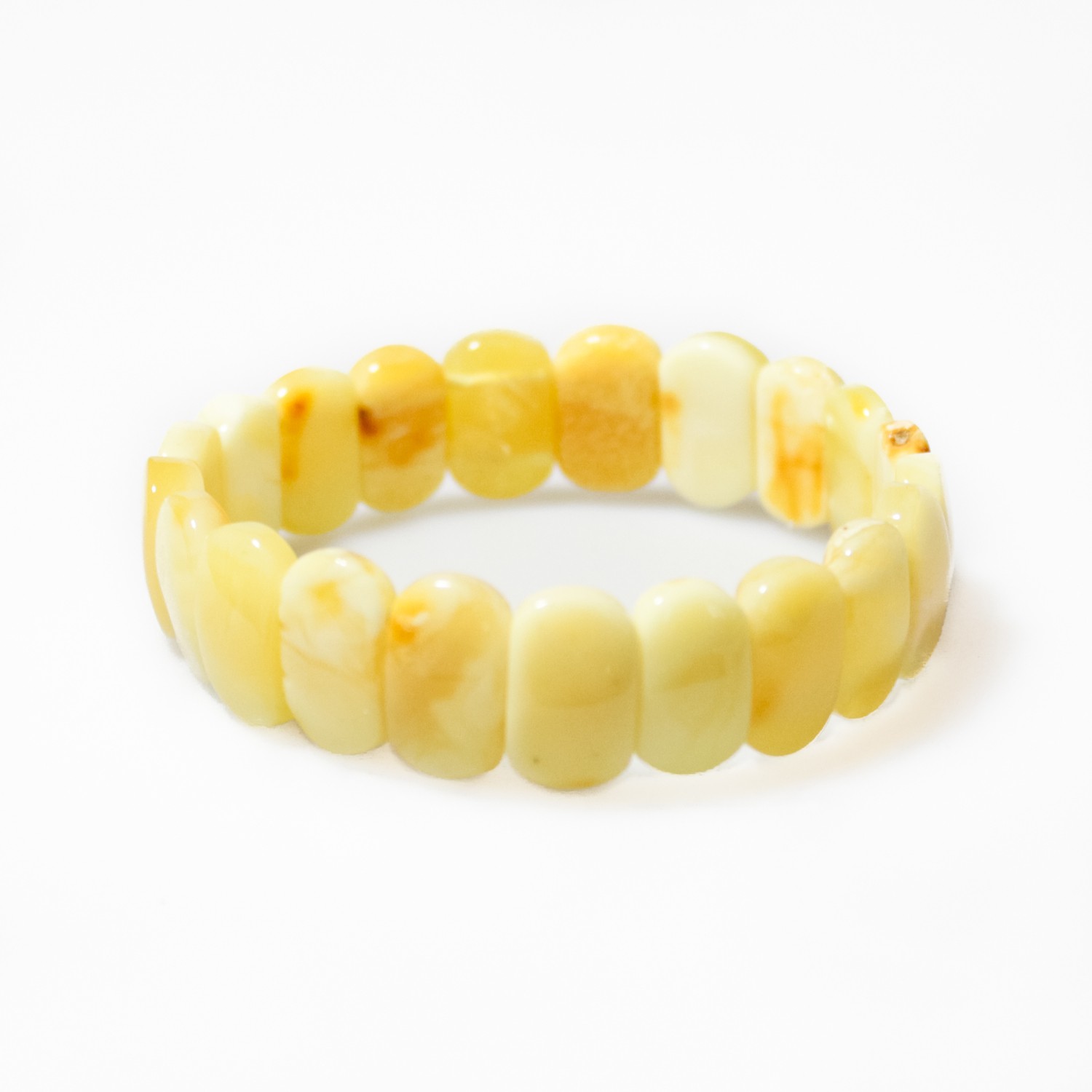 Bracelet En Ambre Naturel De La Baltique - Blanc Citron - Fermoir Aimanté - Bijou Cadeau Lituanie