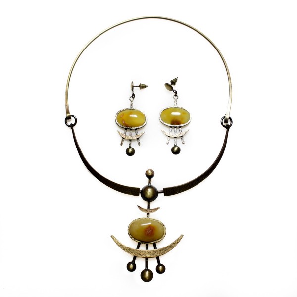 Parure ambre et acier 1