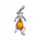 Pendentif Vache en Argent et perle d'Ambre