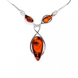 Collier perle d'Ambre et Argent Infinity