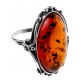 Grosse Bague en Argent et Ambre miel
