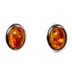 Boucle d'oreille Argent et cabochon d'Ambre ovale