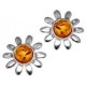 Boucle d'oreille fleur en Argent et Ambre
