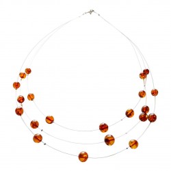 Collier d'ambre naturel perle cognac
