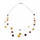 Collier en ambre multicolore, forme carré.
