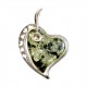 Pendentif en argent 925/1000 et ambre vert en forme de coeur