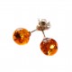 Boucle d'oreille ambre miel forme boule