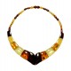 Collier en Ambre multicolore avec pierres d'ambre losange