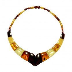 Collier en Ambre multicolore avec pierres d'ambre losange