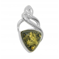 Pendentif en Ambre Vert et Argent style celtique