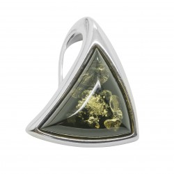 Amber and Triangular Silver Pendant