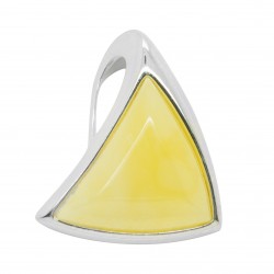 Amber and Triangular Silver Pendant