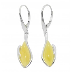 Boucle d'oreille Ambre blanc et Argent 925/1000