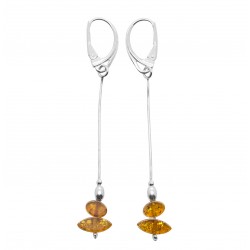 Boucle d'oreille Argent et ambre couleur cognac