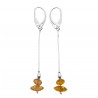 Boucle d'oreille Argent et ambre couleur cognac