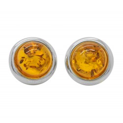 Silver and amber cognac earring
