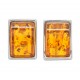 Boucle d'oreille rectangulaire Argent et ambre cognac