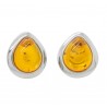 Boucle d'oreille Argent et ambre cognac