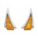 Boucle d'oreille en Ambre cognac et Argent forme triangle