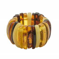 Bague d'ambre multicolore forme demi-lune