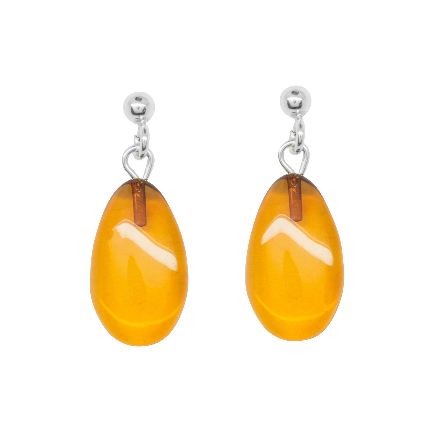 Boucles D'oreilles Gouttes En Ambre Et Argent 925 - Création Artisanale | Fermoir à Levier