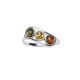 Bague argent 3 pierres rondes d'ambre véritable