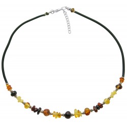 Collier d'ambre naturel multicolore