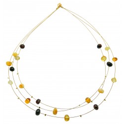 Multicolored pearl amber necklace