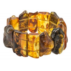 Bracelet élastique Unisexe En Ambre Baltique Multicolore Cubes - Neuf Avec étiquettes