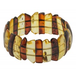 Bracelet en ambre naturel bi-colore cognac et miel