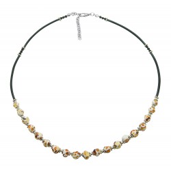 Collier d'ambre mozaïque petite boule ronde