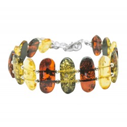 Bracelet d'ambre adulte couleur cognac, vert, lemon
