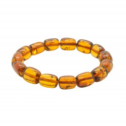 Cognac amber bracelet, cylindrical shape