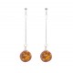 Boucles d'oreilles en Argent avec perle d'ambre suspendu