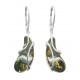 Boucle d'oreille argent et ambre vert