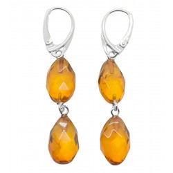 Boucle d'oreille ambre naturel sculpté