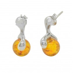 Amber cognac and silver 925/1000 earring