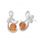 Boucle d'oreille Ambre cognac et Argent 925/1000