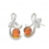 Boucle d'oreille Ambre cognac et Argent 925/1000