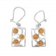Boucle d'oreille Ambre cognac et Argent 925/1000