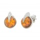 Boucle d'oreille Ambre cognac et Argent 925/1000