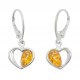 Boucle d'oreille Ambre cognac et Argent 925/1000