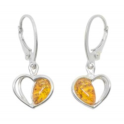 Boucle d'oreille Ambre cognac et Argent 925/1000