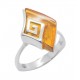 Bague d'ambre miel et argent 925/1000 style greco/romain