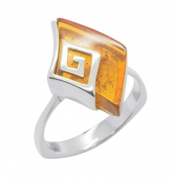Bague d'ambre miel et argent 925/1000 style greco/romain