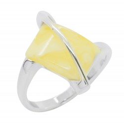 Ring in Royal Amber and Silver 925/1000, rectangular shape